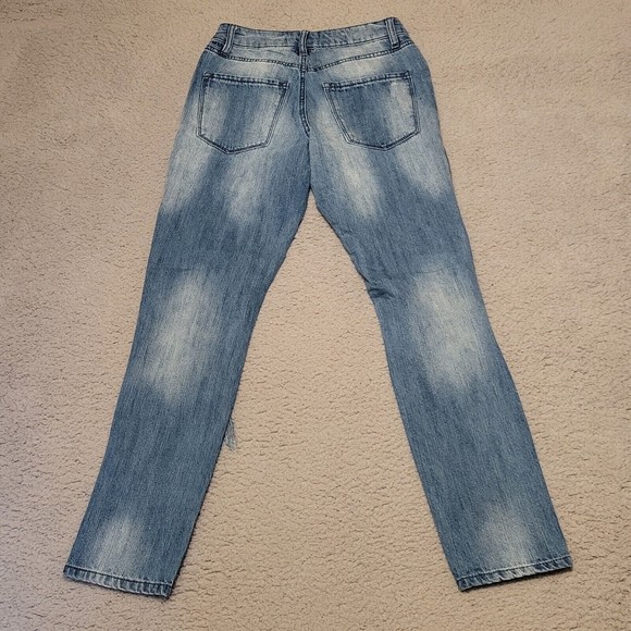 Womens Refuge Blue Pants Rose Embroidered Straight Leg Size 0 Measures 23x28 - Picture 12 of 16